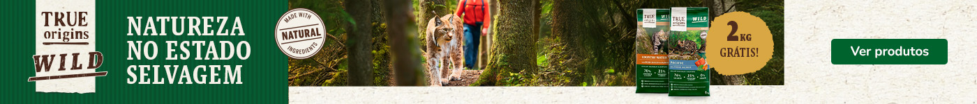 Receba 2 kg extra como promoção na compra de ração True Origins Wild selecionada para gatos