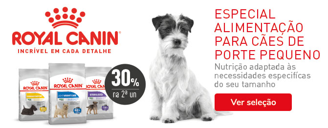 Promoção Royal Canin: 30% de desconto na segunda unidade de ração para cão. Aproveita já!