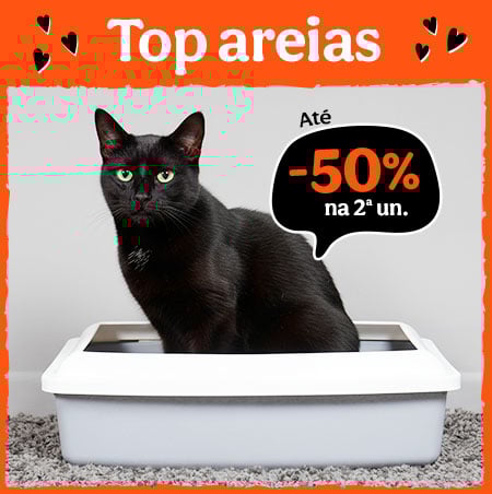 Até 50% de desconto na 2ª unidade de areia para o seu gato.