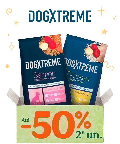 Dogxtreme: Até 50% de desconto na 2ª unidade de ração para cão.