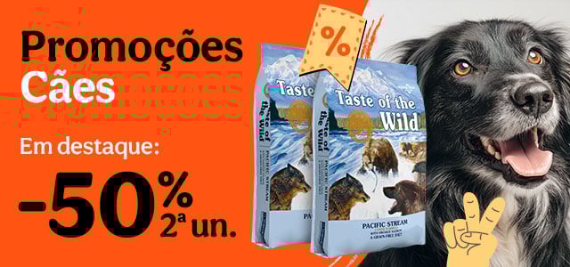 Taste of the Wild: 50% de desconto na 2ª unidade numa seleção de ração para cão.
