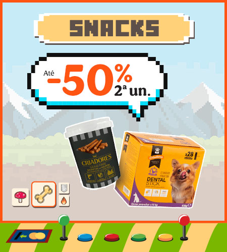 Até -50% na 2ª un. de snacks