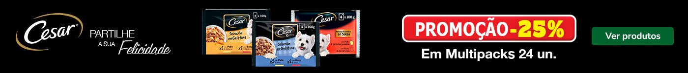 Cesar: 25% de desconto em packs de alimento húmido para cão.