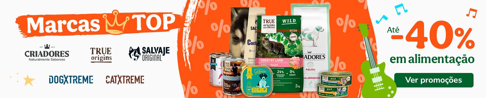 At&eacute; 40% de desconto numa sele&ccedil;&atilde;o de marcas para o seu patudo.
