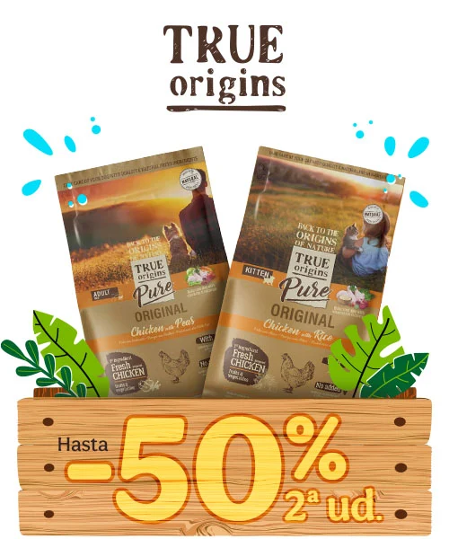 True Origins: Hasta 50% dto en la 2ª ud de pienso para tu peludo.