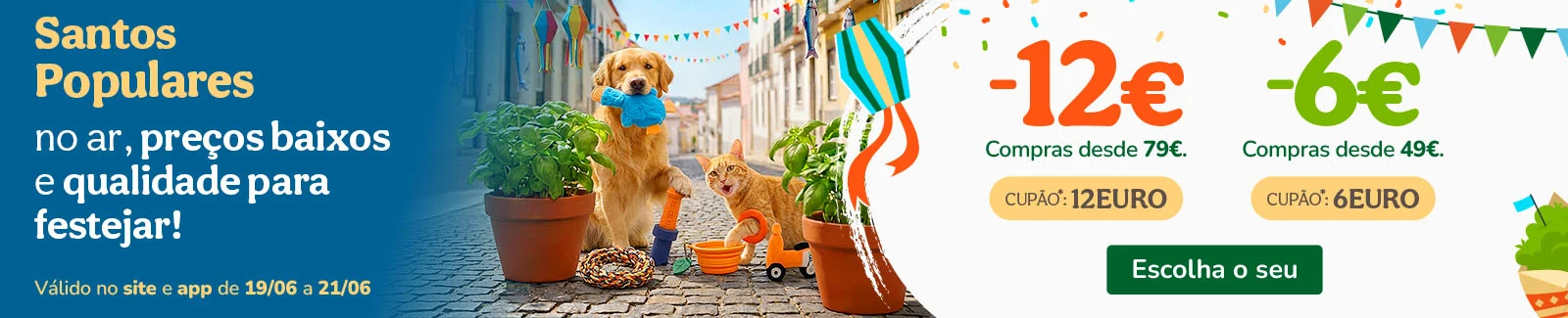 12&euro; de desconto na sua compra desde 79&euro; com o cup&atilde;o: 12EURO ou 6&euro; de desconto na sua compra desde 49&euro; com o cup&atilde;o: 6EURO.