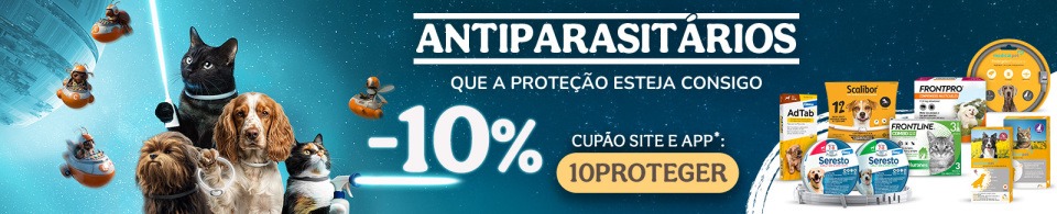 10% de desconto em Antiparasitários, em compras desde 20€ com o cupão 10PROTEGER.