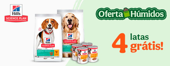 Promoção comida húmida: 4 latas GRÁTIS na compra de rações Hill's para cães!