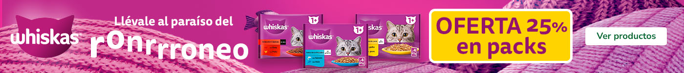 Whiskas: 25% de desconto em packs de alimento húmido para gato.