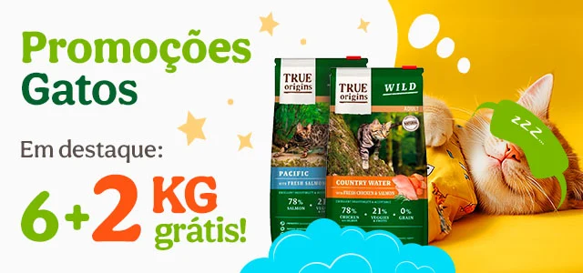 Compre 6 kg de ração para gato e leve 2 kg grátis na Tiendanimal. Aproveite esta oferta de formato economico para alimentar o seu felino com qualidade!
