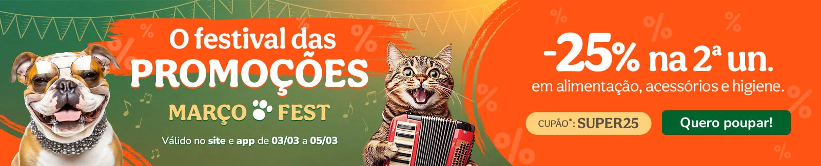 25% de desconto na 2&ordf; unidade com o cup&atilde;o SUPER25. Pode combinar com diferentes produtos, marcas e formatos.