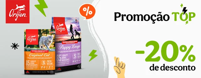 Orijen: 20% de desconto em ração para cão e gato.
