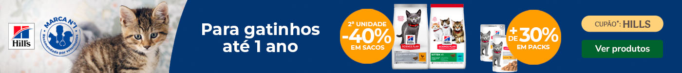 Hill's Science Plan: 40% de desconto na 2ª unidade de ração e mais de 30% de desconto em húmidos para gatinho.