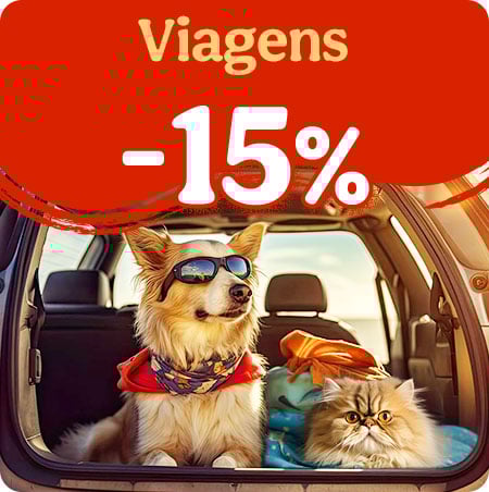 15% de desconto em produtos de viagem para o seu patudo.