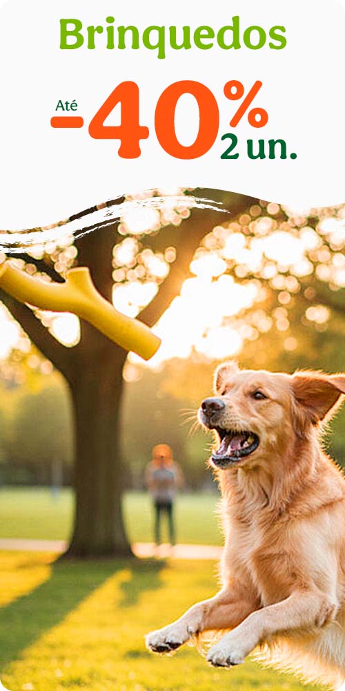 Até 40% de desconto na 2ª unidade de brinquedos para o seu Animal.
