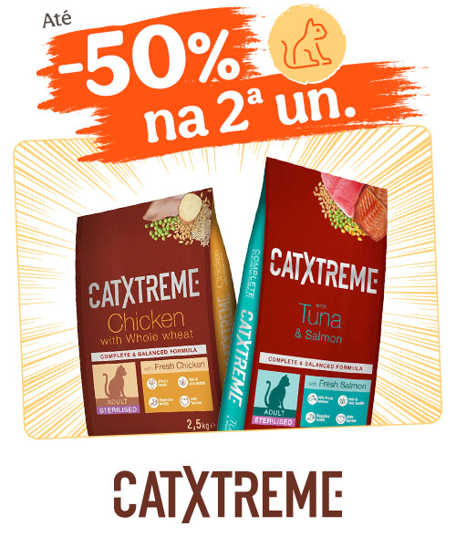 Catxtreme: 50% de desconto na 2ª unidade de ração para gato.