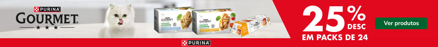 Gourmet: 25% de desconto em packs de 24 húmidos para gato.