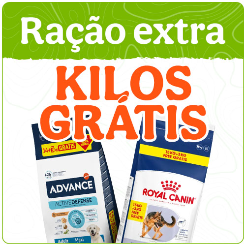 Ração para cães com quilos grátis.