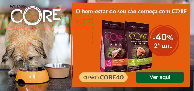 40% de desconto na 2.ª unidade de ração Wellness Core para cão.