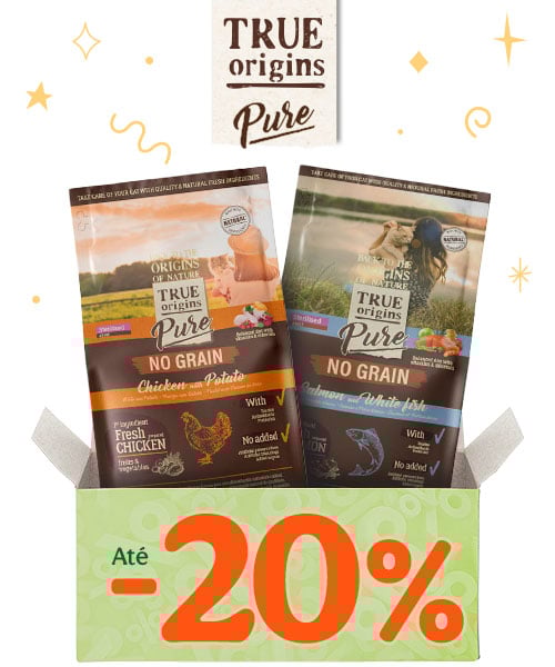 True Origins Pure: Até 20% de desconto em rações para gatos.