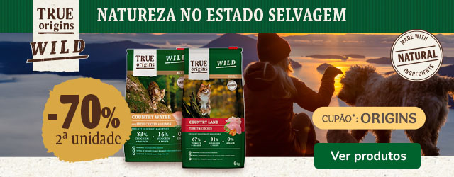 True Origins Wild: 70% de desconto na 2.ª unidade de ração para gatos.