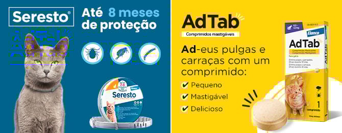 Adtab e Seresto para gato: proteção prolongada contra parasitas externos para gatos de todas as idades.