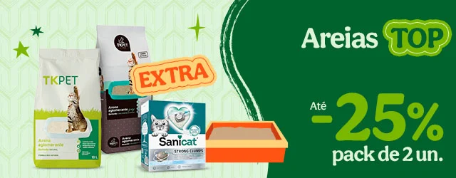 Até 25% de desconto em packs de 2 unidades de areia.