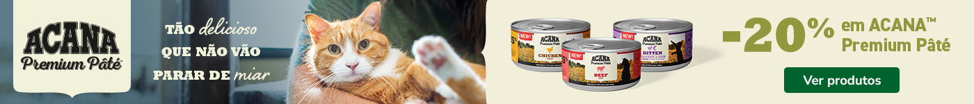 Promoção Acana para gatos: 20% de desconto na compra de packs de 24 unidades de alimento húmido.