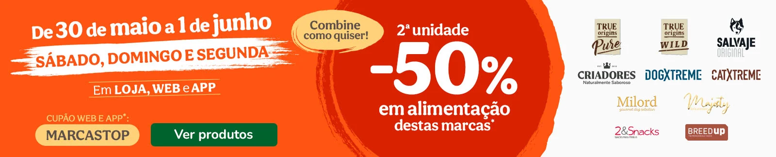 -50% na 2&ordf; unidade em alimenta&ccedil;&atilde;o em marcas selecionadas 