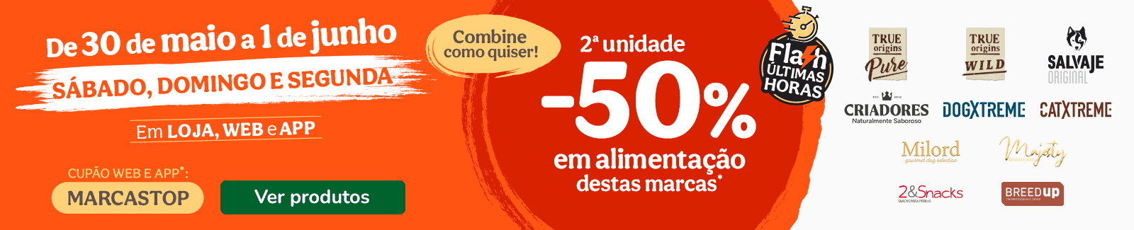 -50% na 2&ordf; unidade em alimenta&ccedil;&atilde;o em marcas selecionadas 