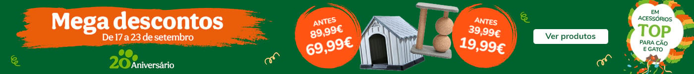 Mega descontos em acessórios TOP para cão e gato. Saiba mais.