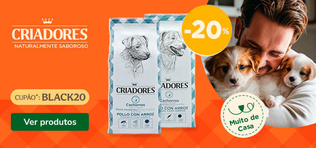 Criadores: 20% de desconto em ração para cachorro.