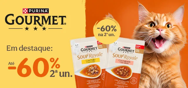 Gourmet Miaumania: Até 60% de desconto na 2ª unidade de alimentação para gato.