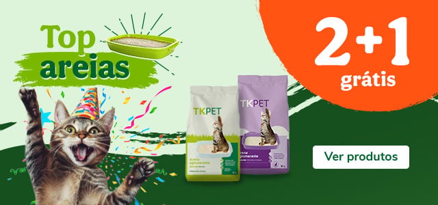 2+1 grátis em areias para gatos.