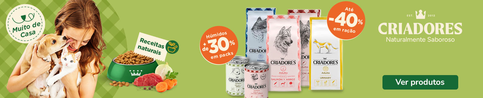 Criadores: At&eacute; 40% de desconto em ra&ccedil;&atilde;o e +30% de desconto em packs de alimento h&uacute;mido para o seu patudo.
