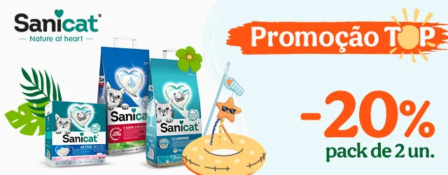 Sanicat: 20% de desconto em packs de 2 unidades de areia.