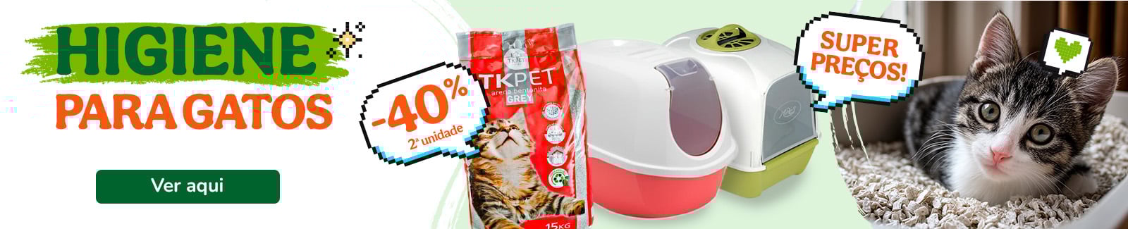 Tk-pet: Caixas de areia para gatos com super preços e 40% de desconto na 2.ª unidade de areias.
