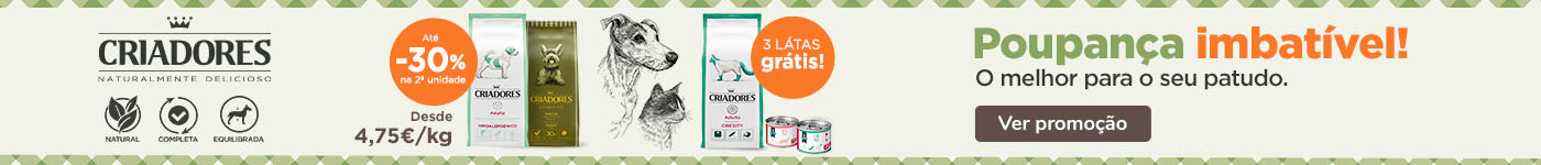 Poupança imbatível em Criadores Grain Free + Dietetic! -30% na 2ª un. e latas grátis!