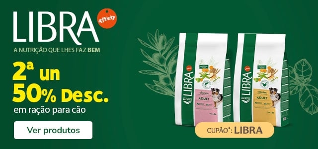 Libra: 50% de desconto na 2ª unidade de ração para cão.