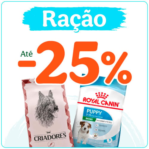 Até 25% em ração para cães.