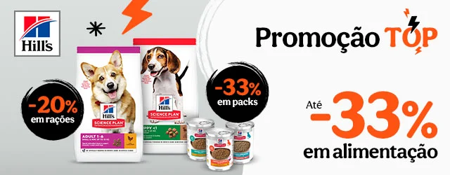Hill's Science Plan: 20% de desconto em ração  e mais de 30% de desconto em packs de alimento húmido para cão.