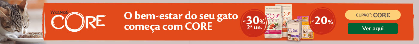 Wellness Core: Até 30% de desconto na 2ª unidade de ração e húmidos para gato.