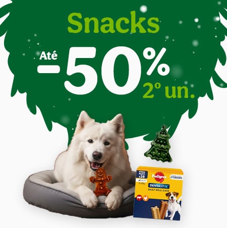 Snacks: Até 40% de desconto em packs de snacks para cão e gato.