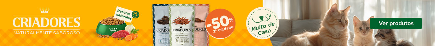 Criadores: 50% de desconto na 2ª unidade de snacks para gato.