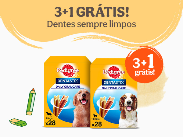 3+1 GRÁTIS em snacks Pedigree