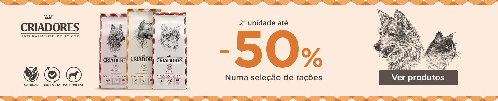 2ª un. até 50% desc numa seleção de Criadores