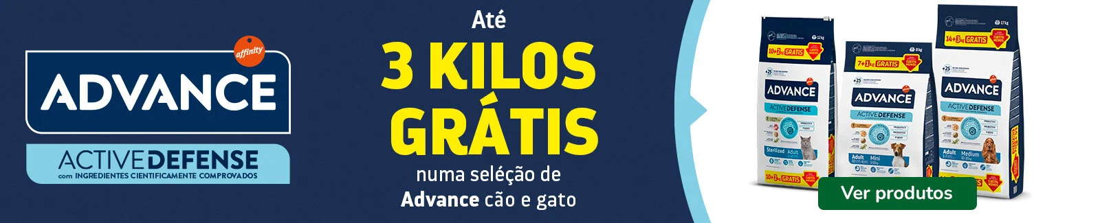 Advance: At&eacute; 3 kg gr&aacute;tis na compra de ra&ccedil;&atilde;o para c&atilde;o e 2 kg gr&aacute;tis na compra de ra&ccedil;&atilde;o para gato.