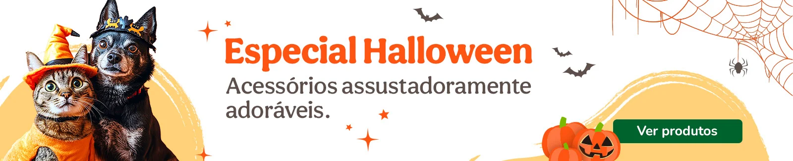 Halloween: Descubra a seleção especial de produtos para animais.
