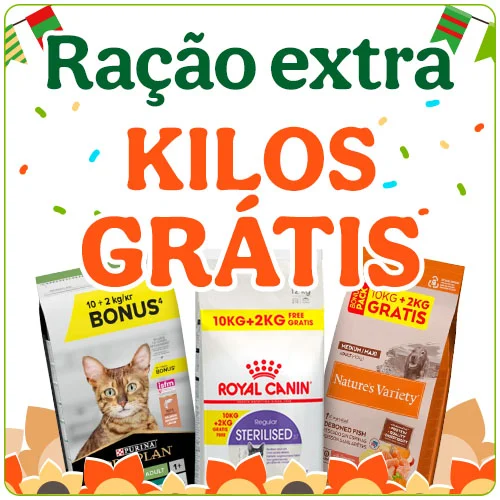 Ração para o teu peludo com quilos grátis.