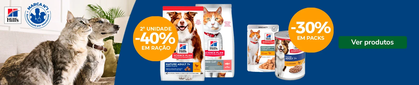 Hill's: 40% de desconto na 2ª unidade de ração e mais de 30% de desconto em húmidos para o seu patudo.